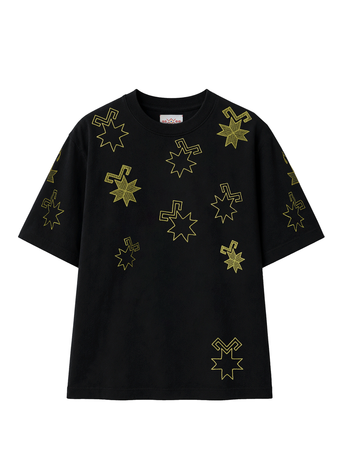 Tricou bărbați negru brodat galben – Stele pe Cer SSEE, fotografie ghost față