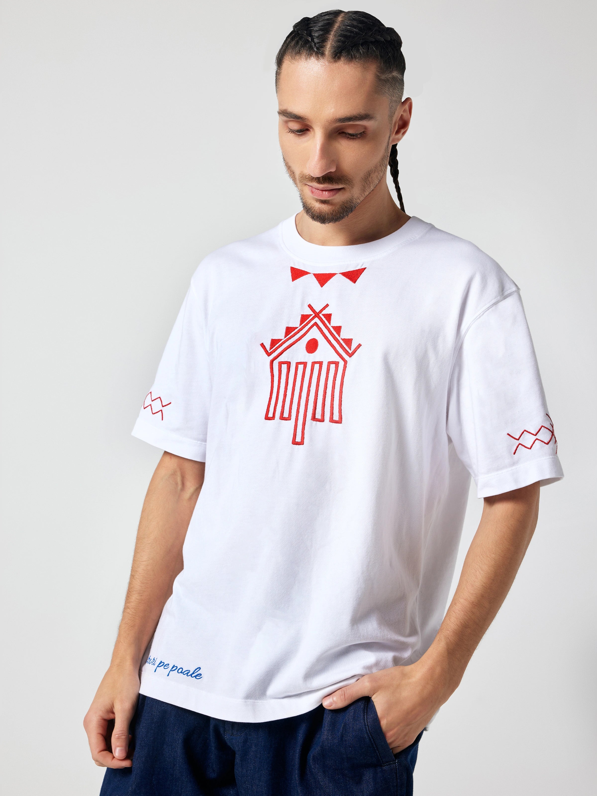 Tricou Alb Cer și Pământ